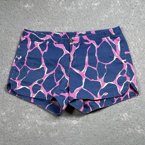 Lilly Pulitzer Adie Shorts Womens Size 0 Blue Tiki Pink Style 20948 100% Cotton - Picture 1 of 14